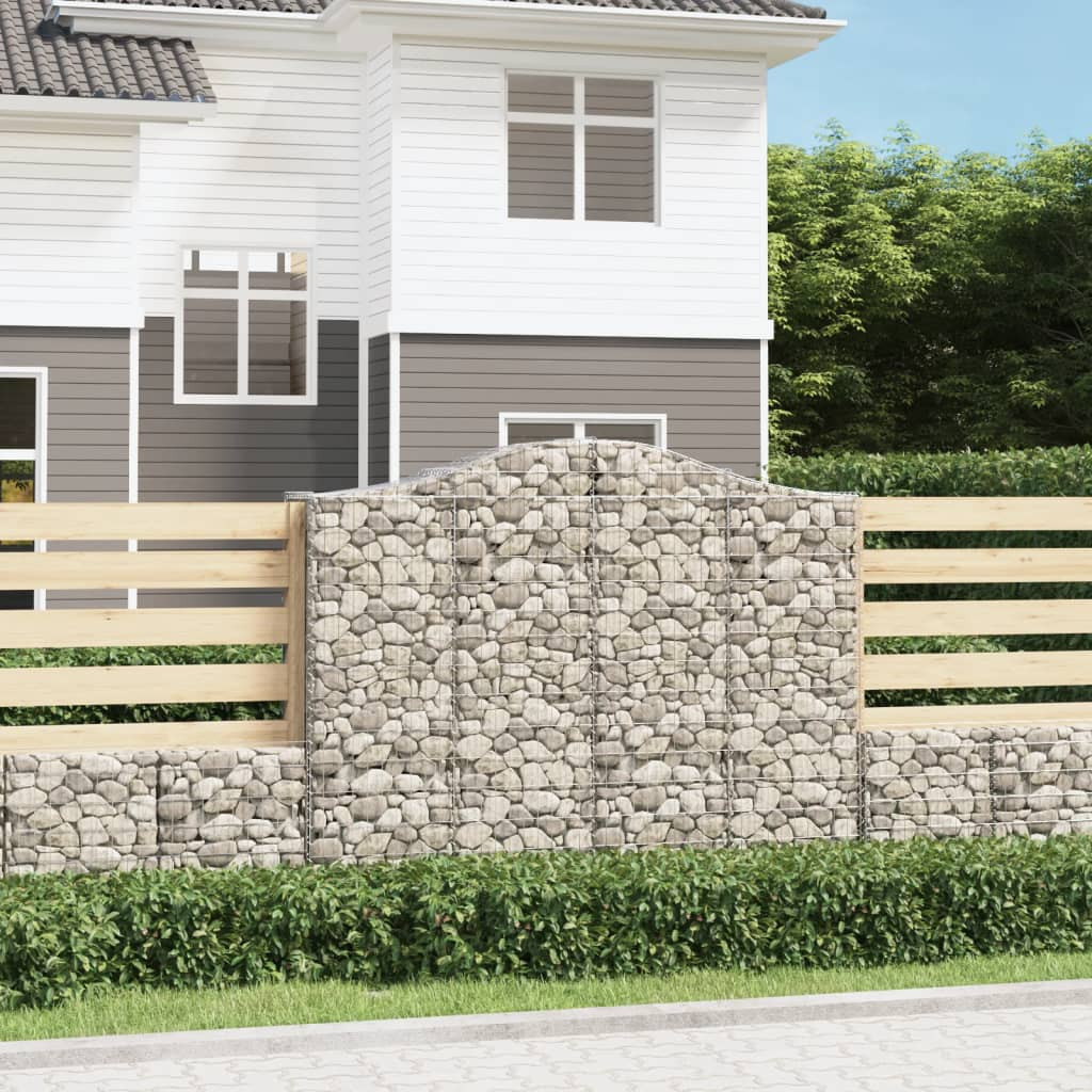 3 db íves gabion kőkosár, horganyzott vas, 200x50x160/180 cm, ezüst