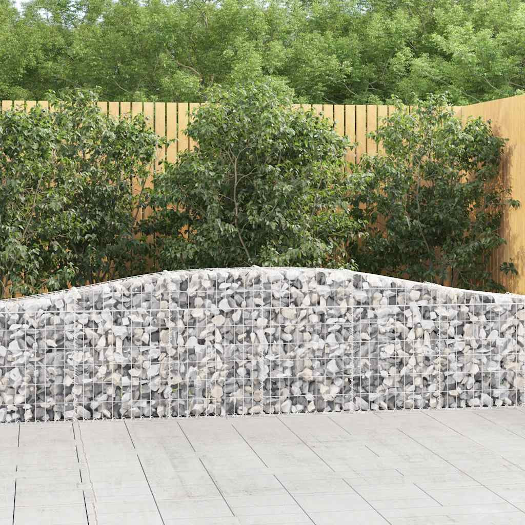 3 db íves gabion kőkosár, horganyzott vas, 400x30x60/80 cm, ezüst