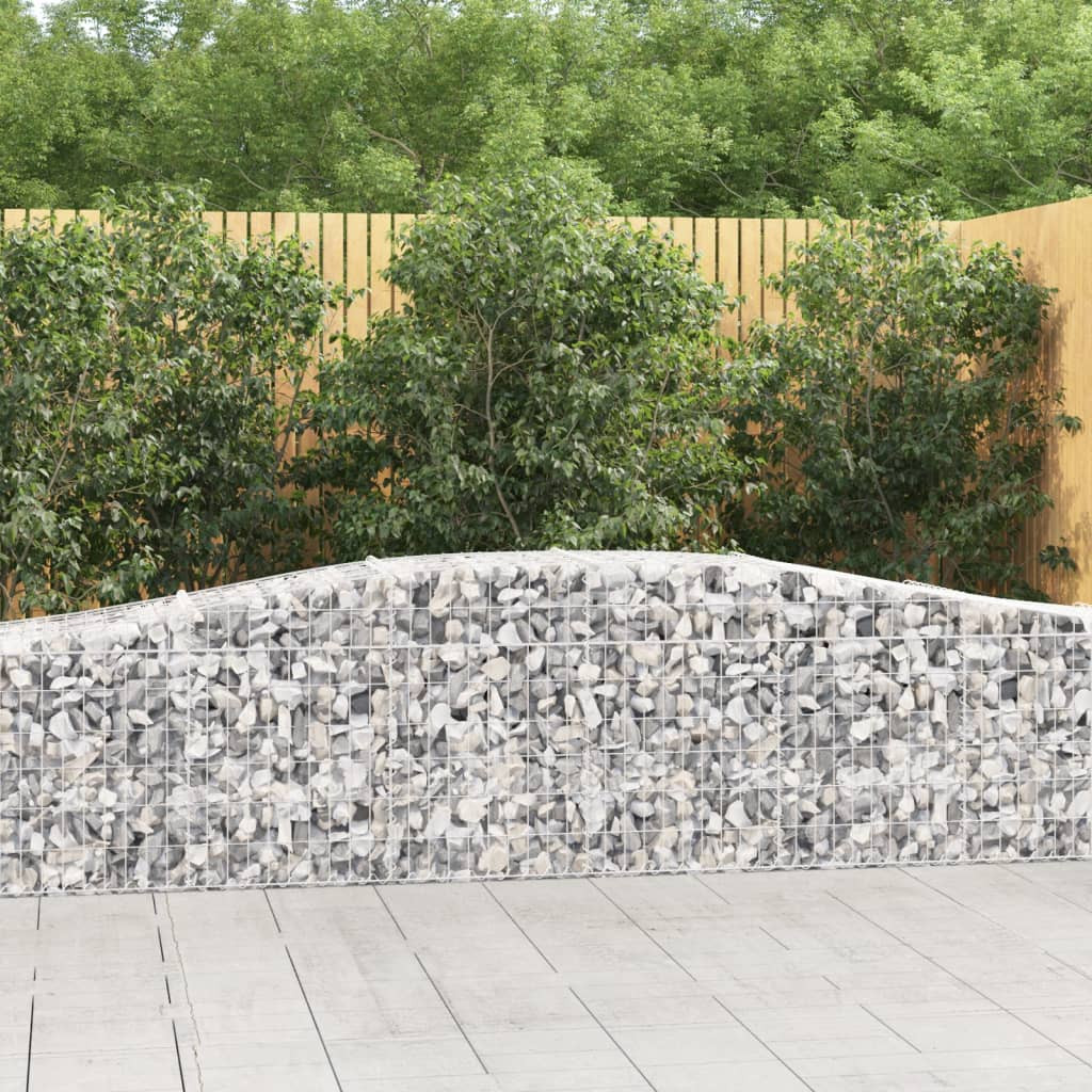 4 db íves gabion kőkosár, horganyzott vas, 400x50x60/80 cm, ezüst