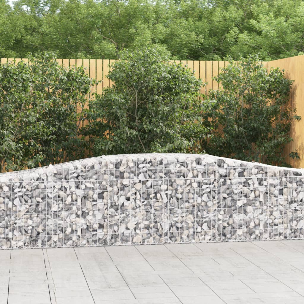 5 db íves gabion kőkosár, horganyzott vas, 400x50x60/80 cm, ezüst
