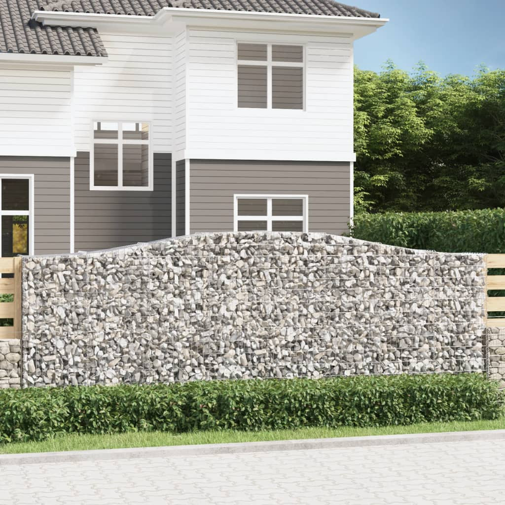5 db íves gabion kőkosár, horganyzott vas, 400x50x140/160 cm, ezüst