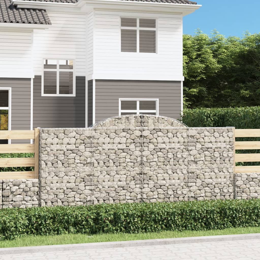 6 db íves gabion kőkosár, horganyzott vas, 300x50x140/160 cm, ezüst