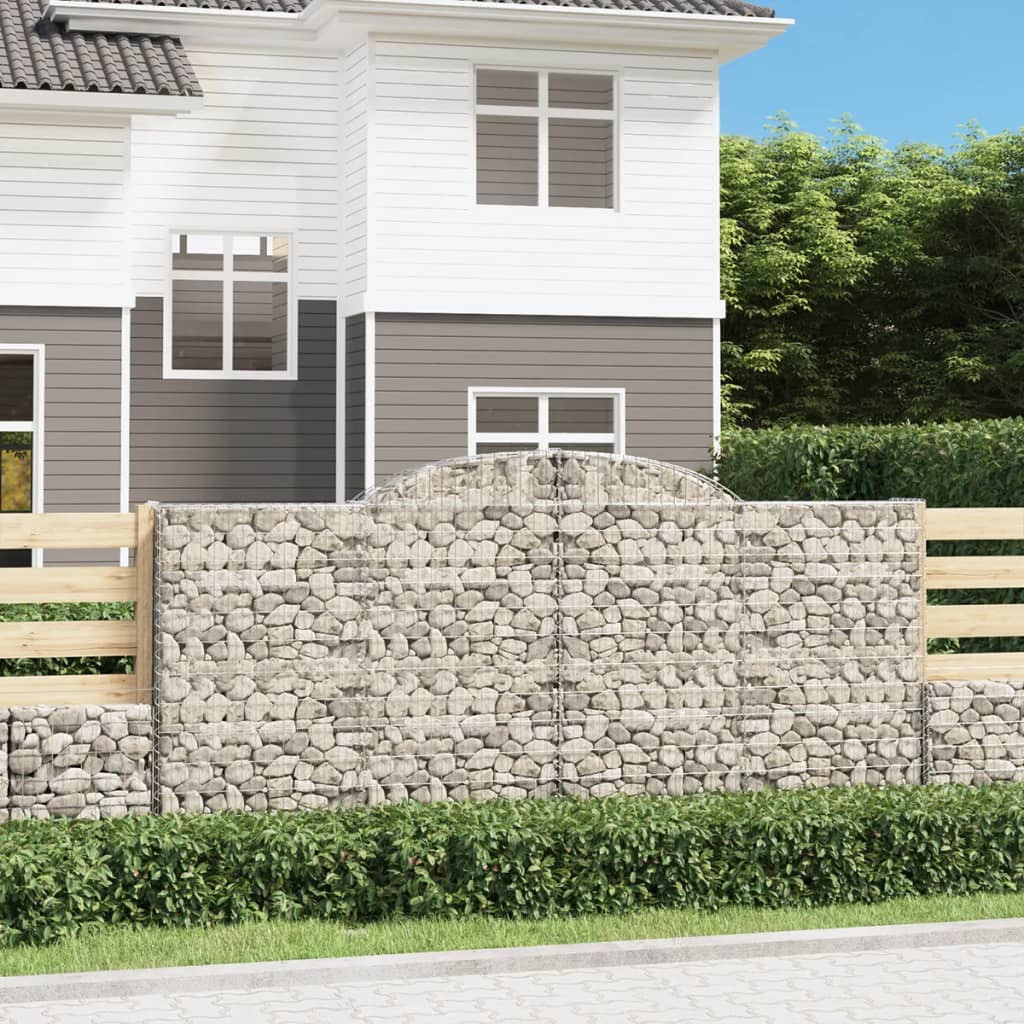 8 db íves gabion kőkosár, horganyzott vas, 300x50x140/160 cm, ezüst