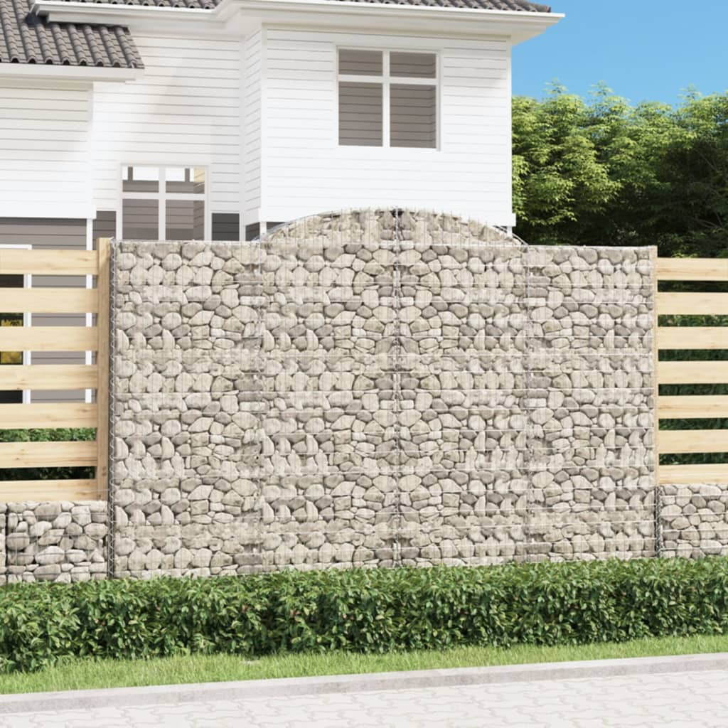 3 db íves gabion kőkosár, horganyzott vas, 300x50x200/220 cm, ezüst