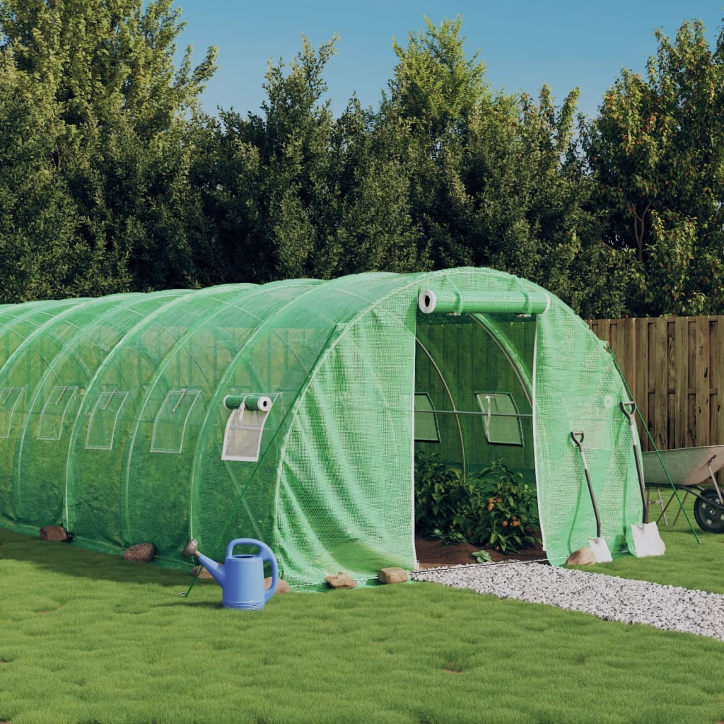 Zöld acélvázas melegház 72 m² 24 x 3 x 2 m