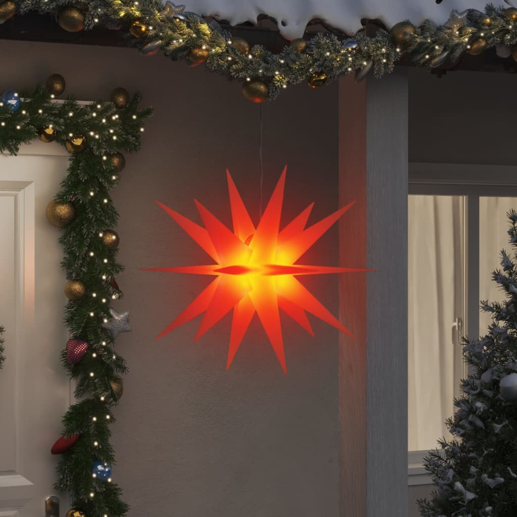 LED-es karácsonyi csillagdekoráció, 3 db, 77 × 100 cm, piros, meleg fehér