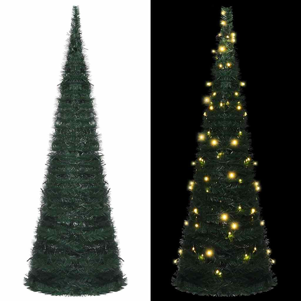 Zöld elővilágított pop-up mű zsinórkarácsonyfa 180 cm