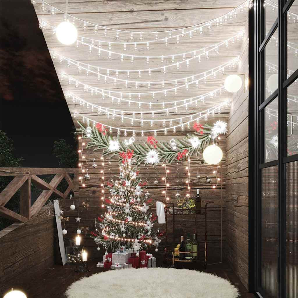 Gömbös LED-fényfüzér, 200 LED, 20 m, hideg fehér