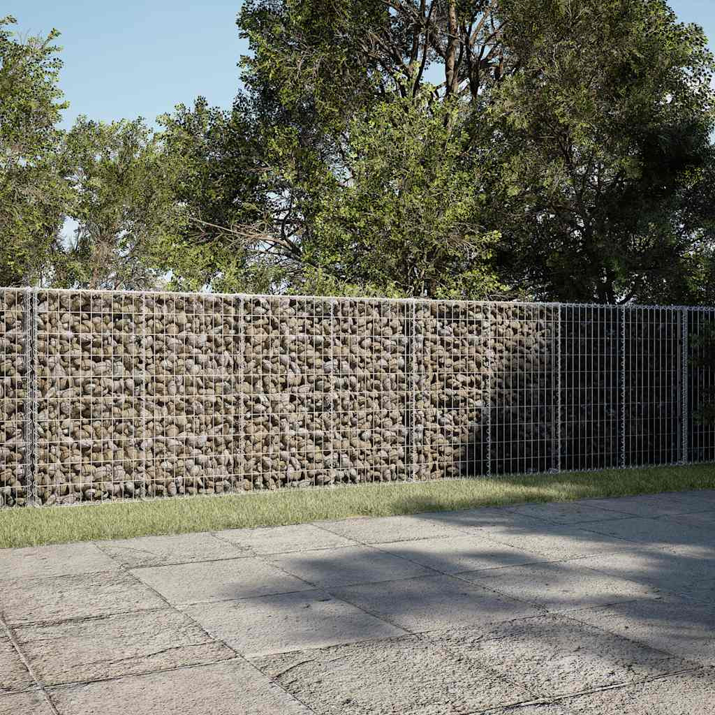Gabion kőkosár, rozsdamentes vashuzal, 800 × 50 × 100 cm, ezüst