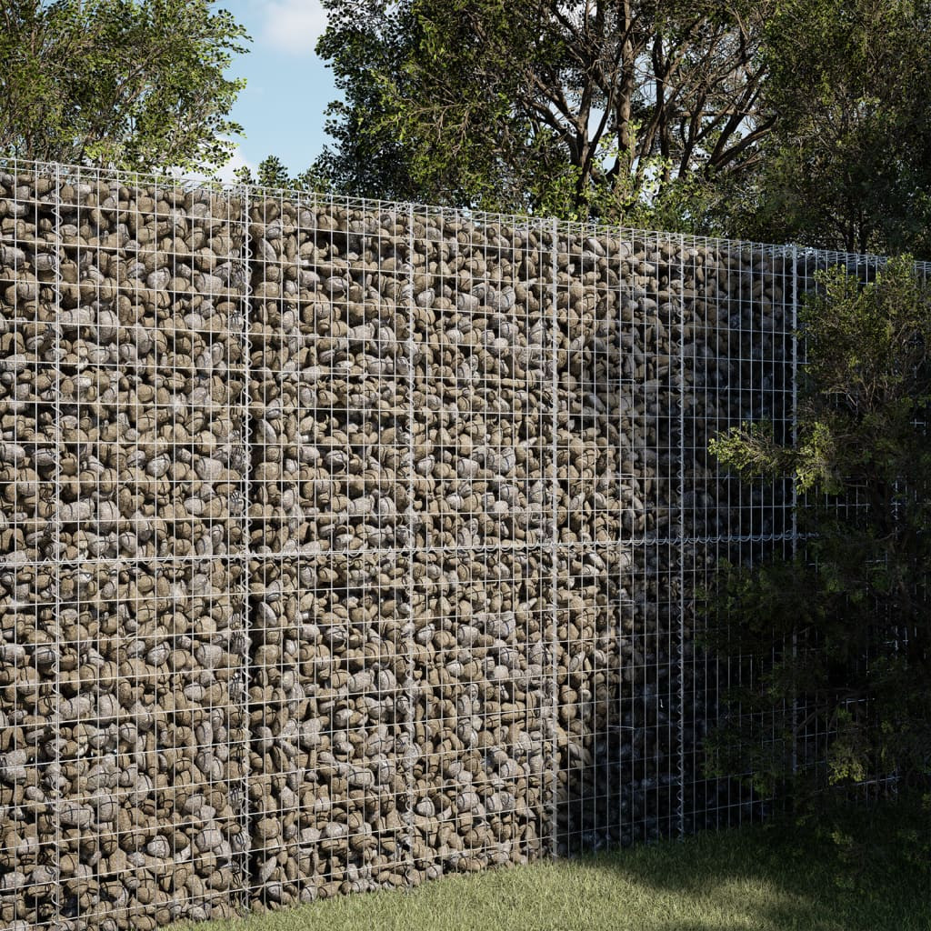 Gabion kőkosár, rozsdamentes vashuzal, 100 × 50 × 200 cm, ezüst