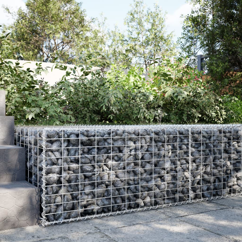 Gabion kőkosár, rozsdamentes vashuzal, 100 × 100 × 50 cm, ezüst