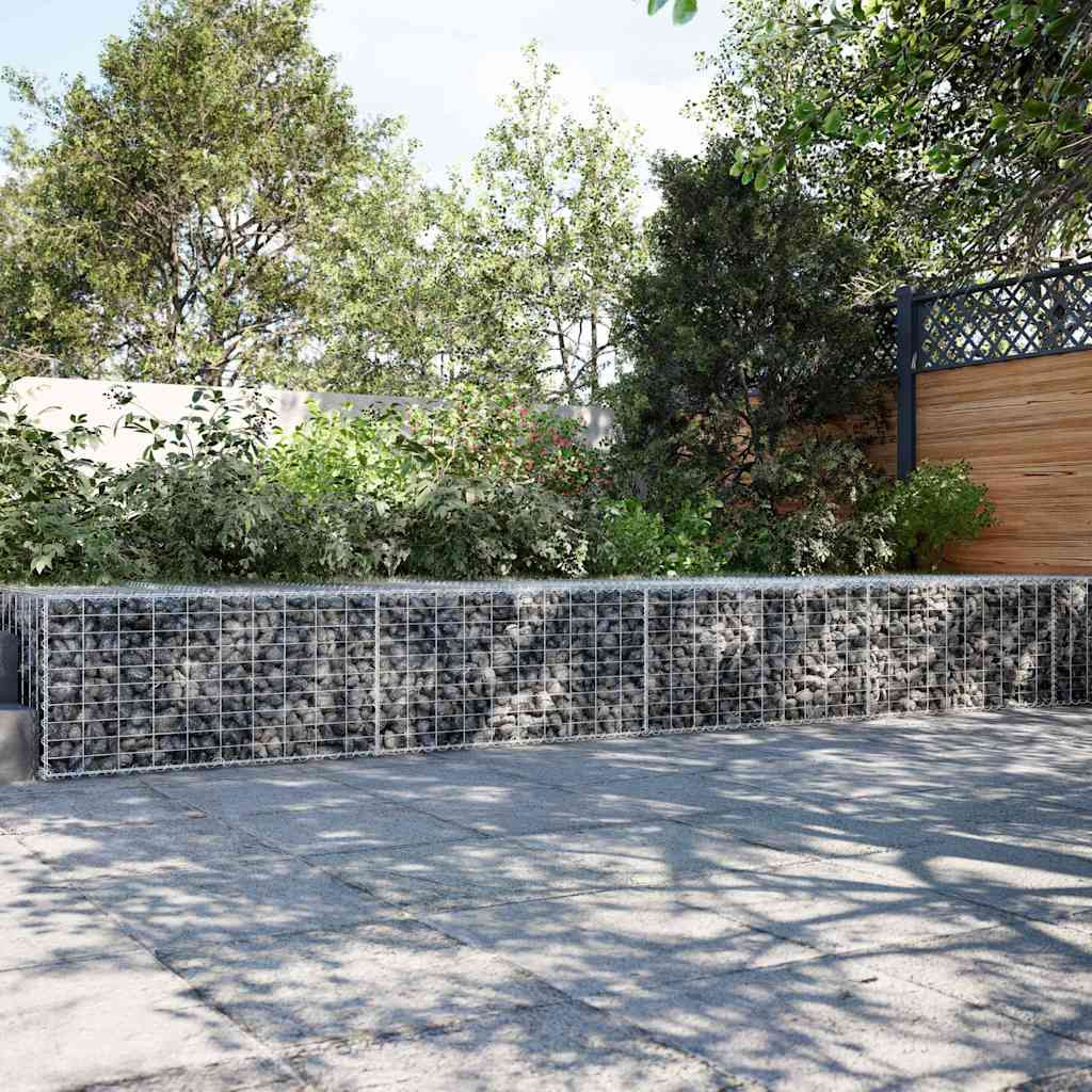 Gabion kőkosár, rozsdamentes vashuzal, 500 × 100 × 50 cm, ezüst