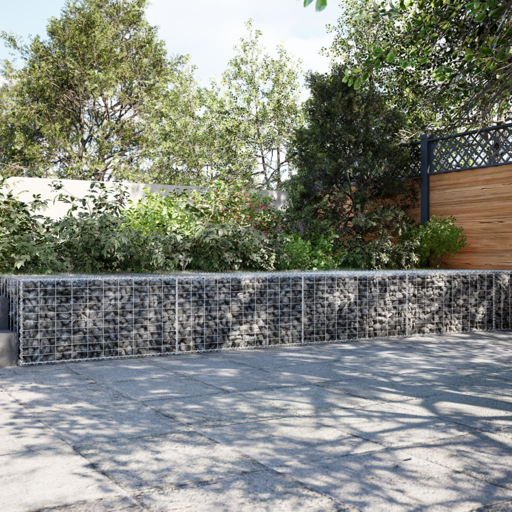 Gabion kőkosár, rozsdamentes vashuzal, 1000 × 100 × 50 cm, ezüst