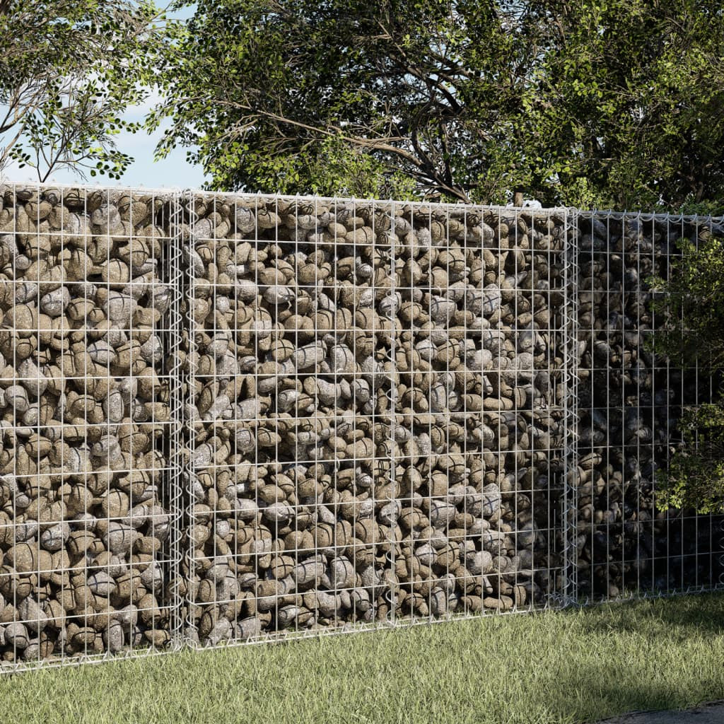 Gabion kőkosár, rozsdamentes vashuzal, 150 × 100 × 100 cm, ezüst