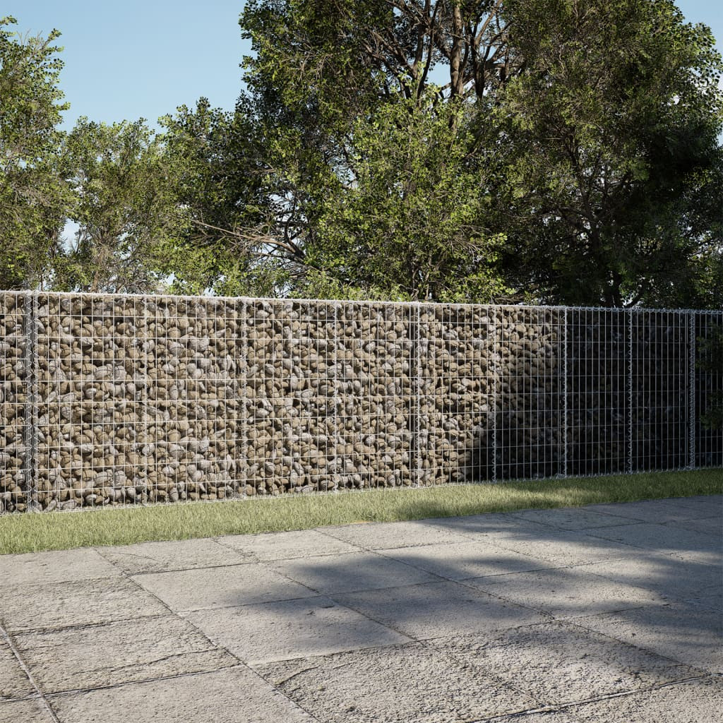 Gabion kőkosár, rozsdamentes vashuzal, 1050 × 100 × 100 cm, ezüst