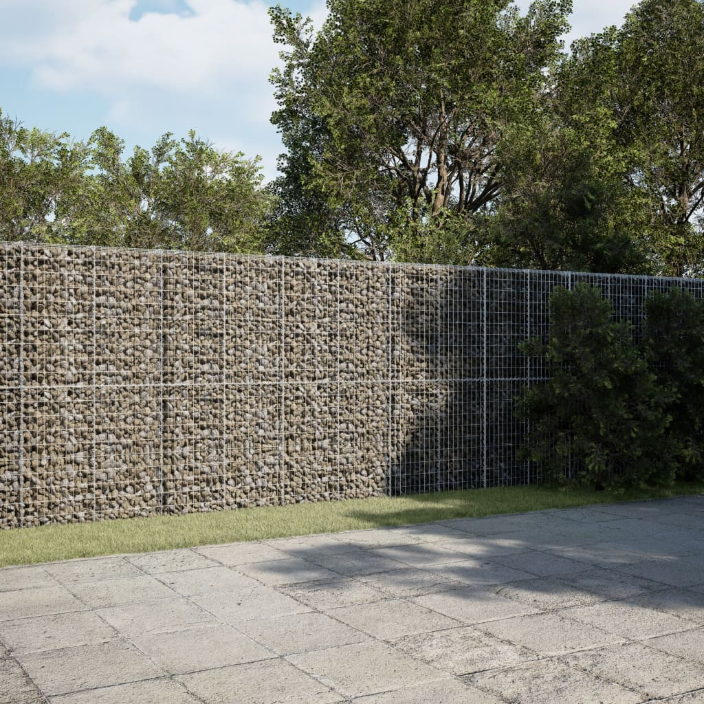 Gabion kőkosár, rozsdamentes vashuzal, 400 × 100 × 200 cm, ezüst