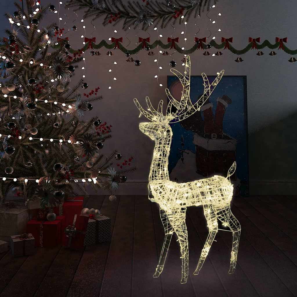 Meleg fehér akril karácsonyi rénszarvas dísz 140 LED-del 128 cm