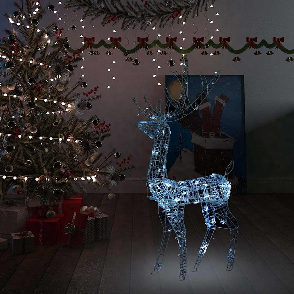 Hideg fehér rénszarvasos karácsonyi dísz 140 LED-del 128 cm