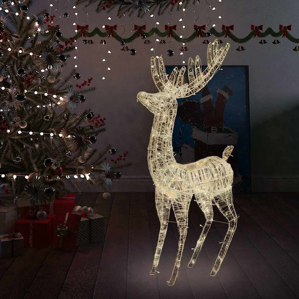 Meleg fehér XXL akril karácsonyi rénszarvas 250 LED-del 180 cm
