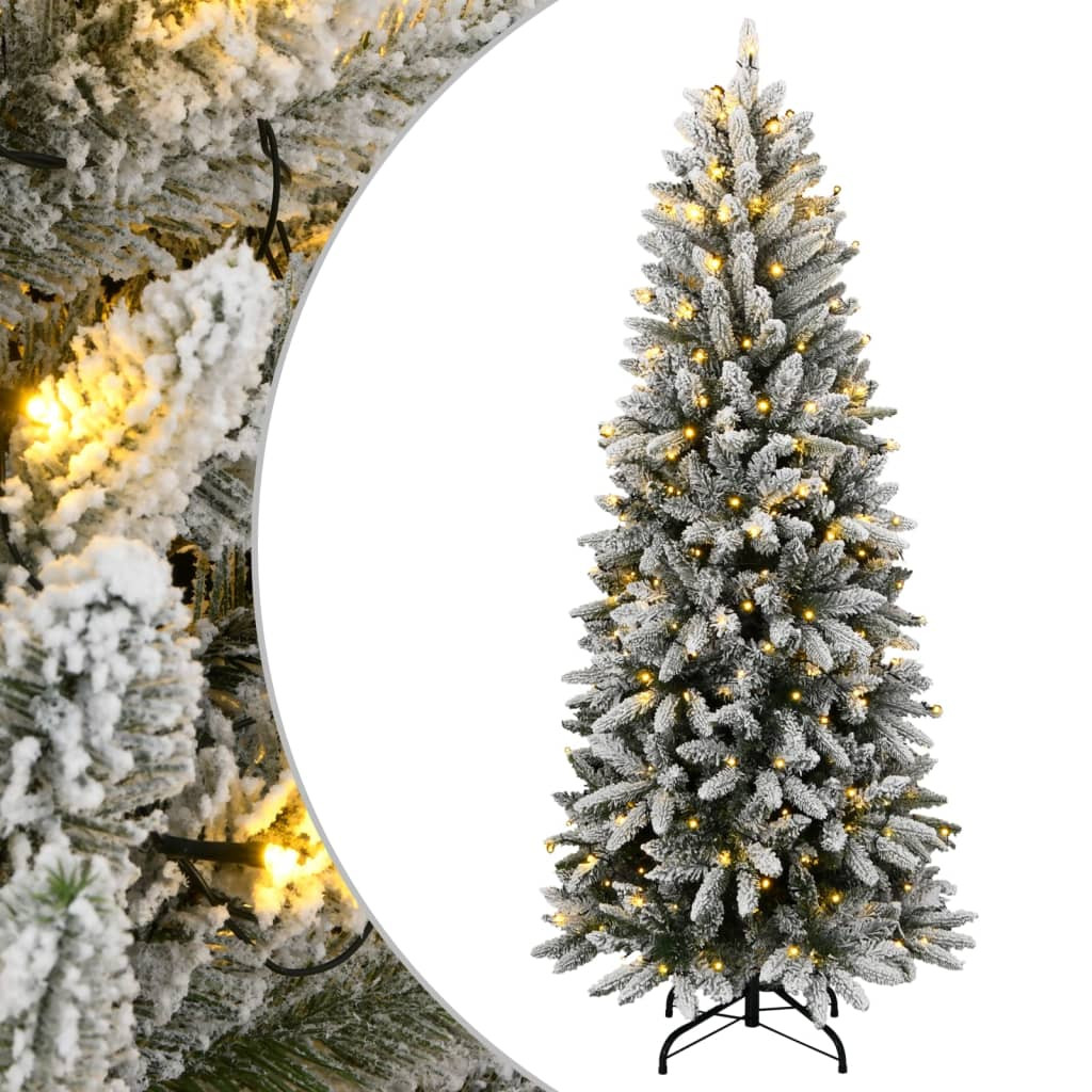 Műkarácsonyfa 300 LED-del és pelyhes hóval 240 cm