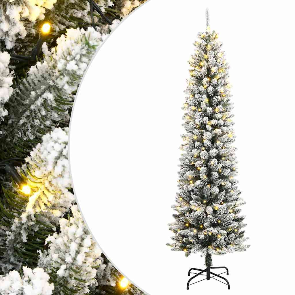 Műkarácsonyfa 150 LED-del és pelyhes hóval 120 cm