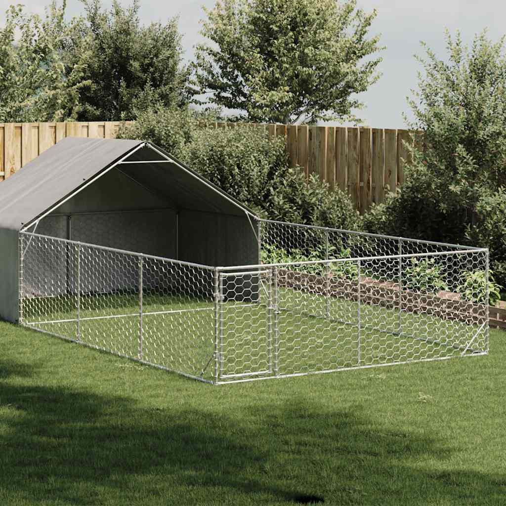 Horganyzott acél kültéri kutyafuttató kifutóval 7x3x1,9 m