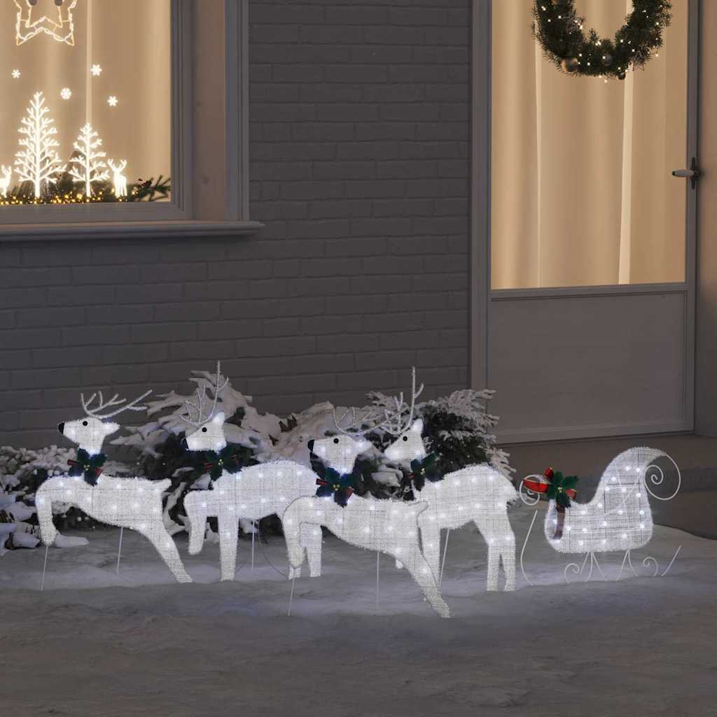 LED Rénszarvasok 5 db Ezüst 43 x 18 x 66 cm szövet