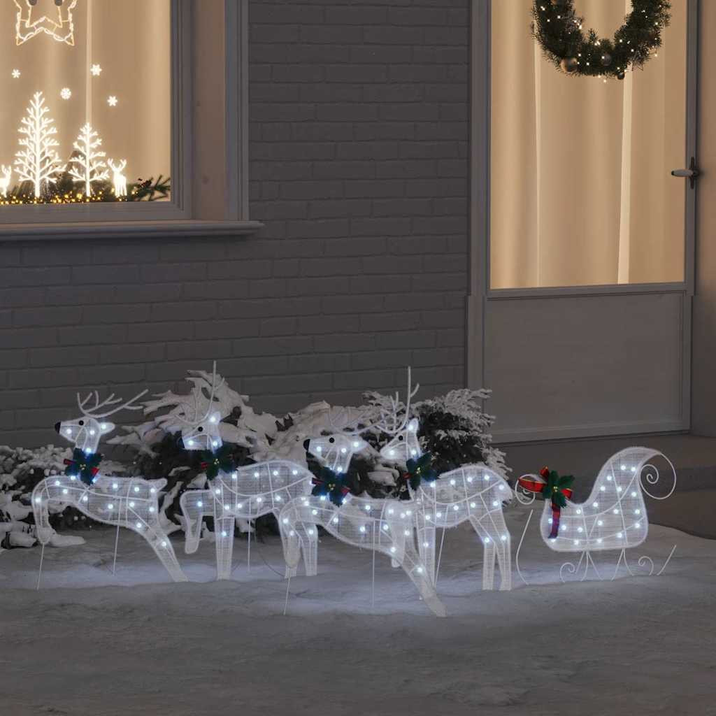 LED Rénszarvasok 5 db Fehér 43 x 18 x 66 cm szövet