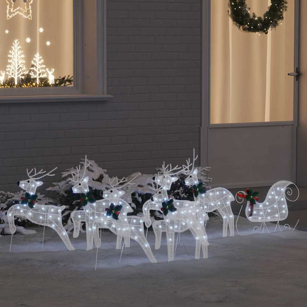 LED Rénszarvasok 7 db Fehér 43 x 18 x 66 cm szövet