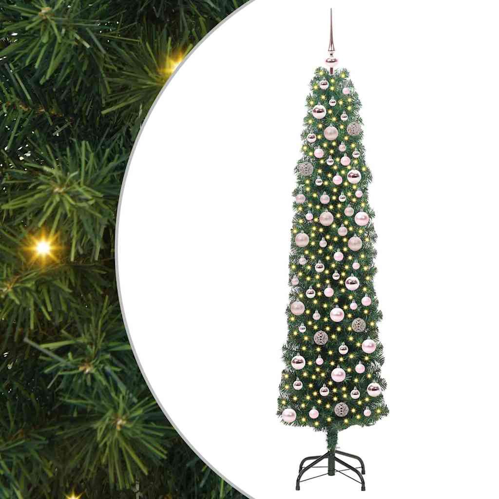 Mű karácsonyfa 300 LED-del Zöld 180 cm PVC, acél és műanyag