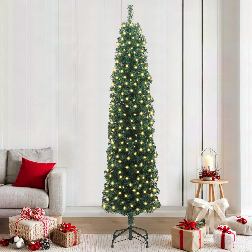 Mű karácsonyfa 300 LED-del Zöld 210 cm PVC, acél és műanyag