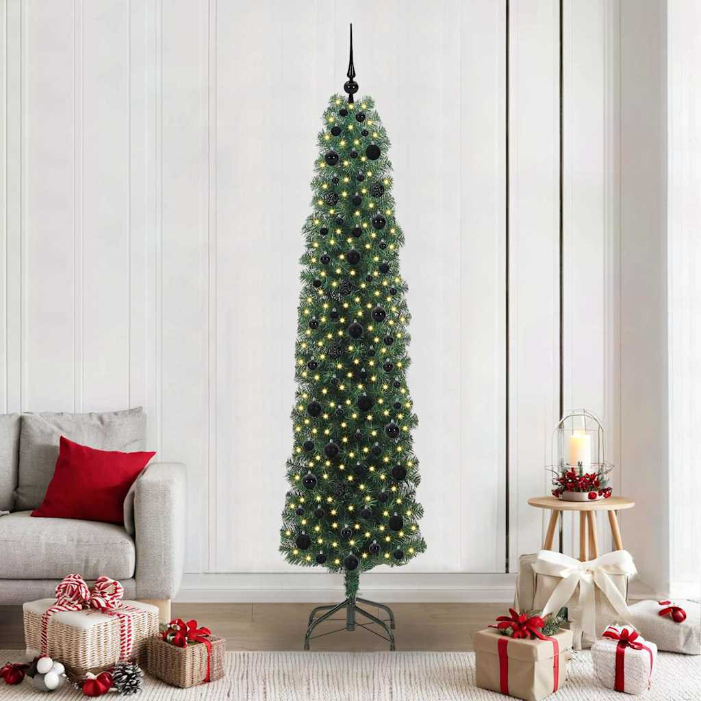 Mű karácsonyfa 300 LED-del Zöld 210 cm PVC, acél és műanyag