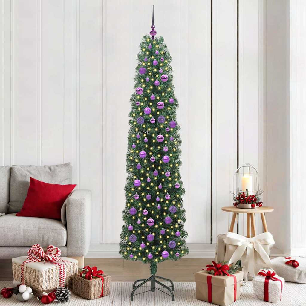 Mű karácsonyfa 300 LED-del Zöld 210 cm PVC, acél és műanyag