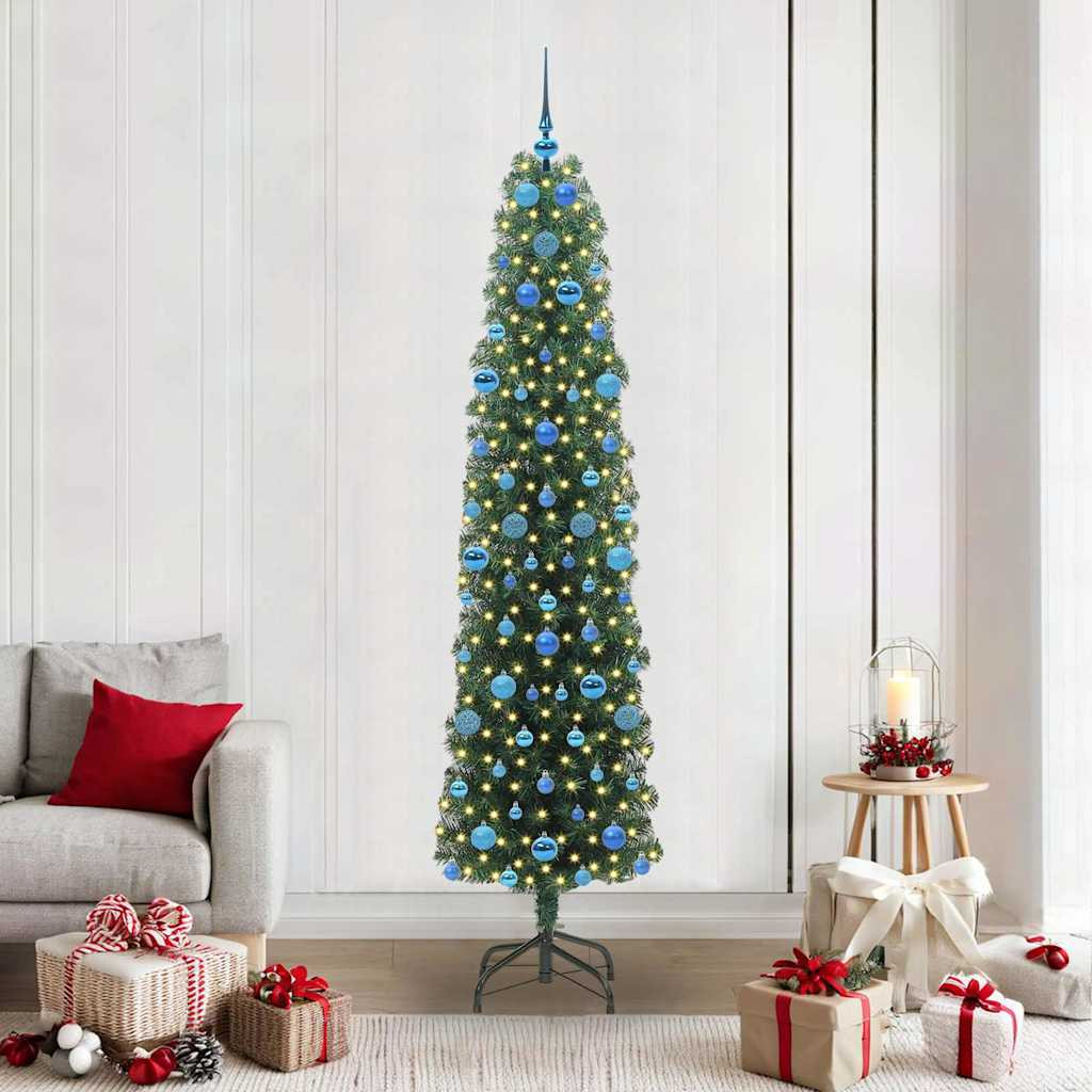 Mű karácsonyfa 300 LED-del Zöld 210 cm PVC, acél és műanyag
