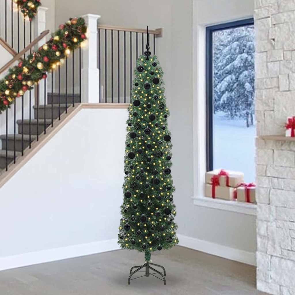 Mű karácsonyfa 300 LED-del Zöld 240 cm PVC, acél és műanyag