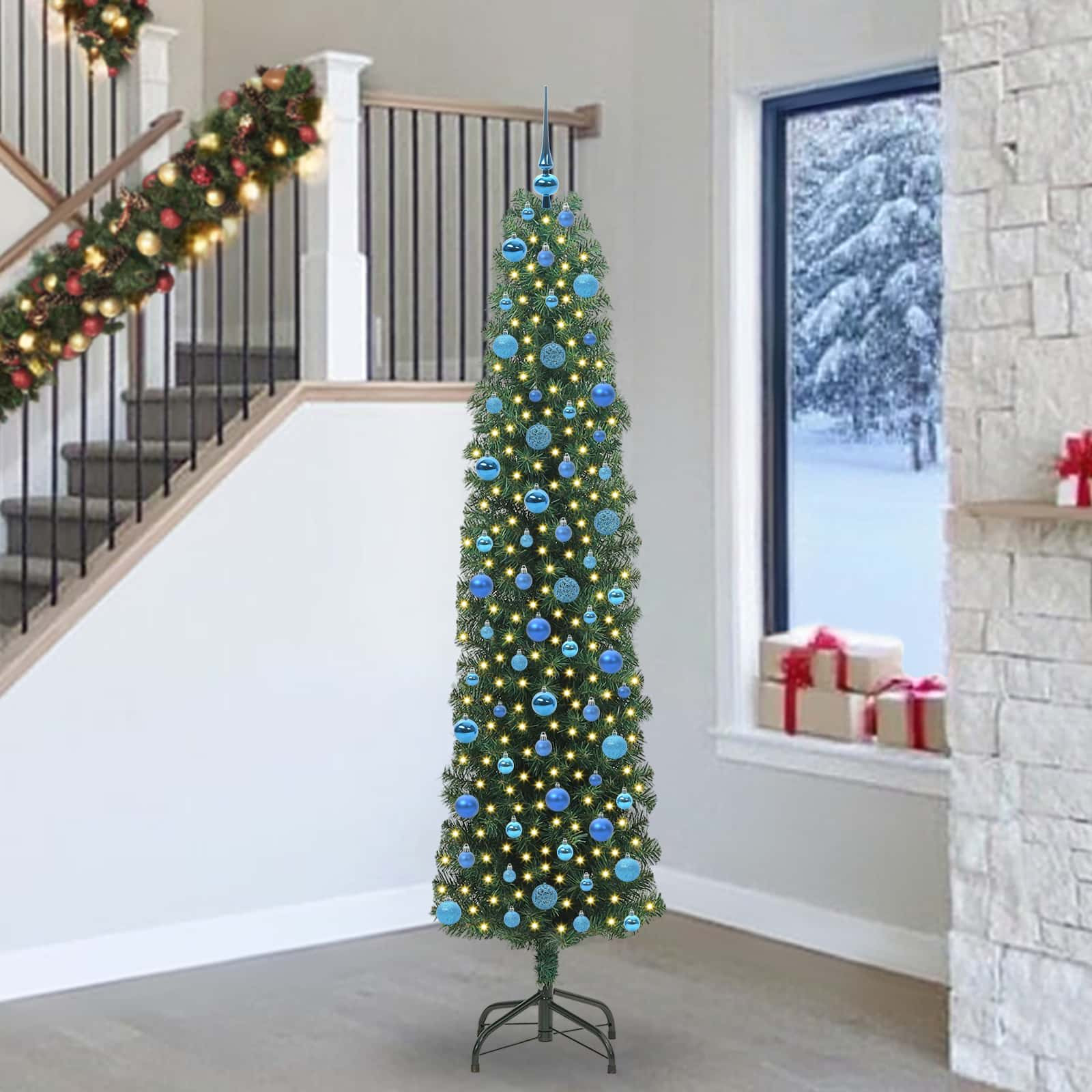 Mű karácsonyfa 300 LED-del Zöld 240 cm PVC, acél és műanyag