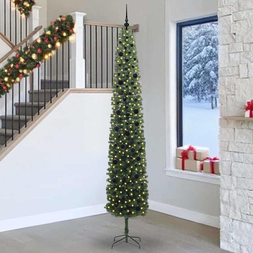 Mű karácsonyfa 300 LED-del Zöld 270 cm PVC, acél és műanyag