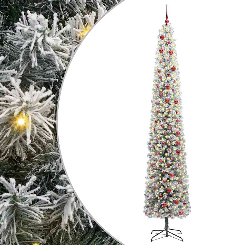 Műkarácsonyfa gömbdíszekkel, 70 × 70 × 300 cm, zöld, meleg fehér fény