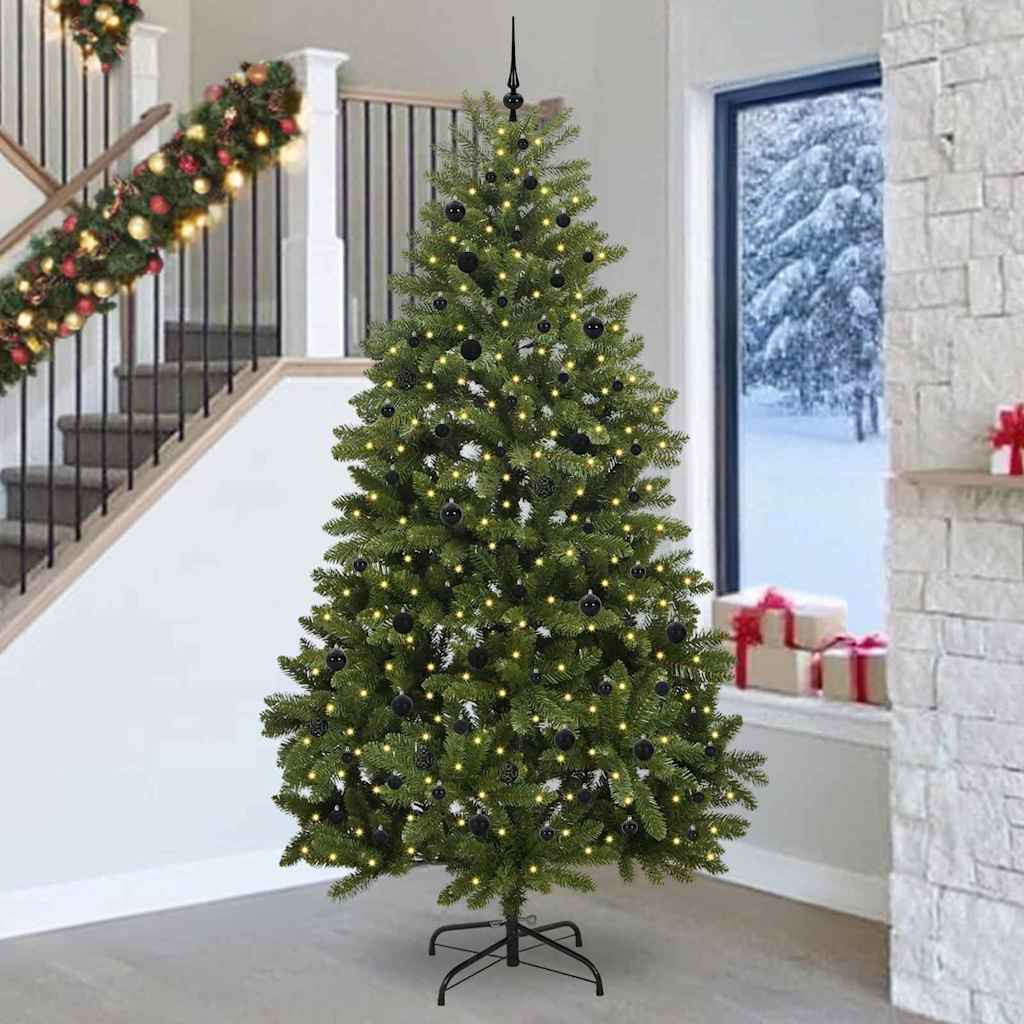 Műkarácsonyfa, 270 cm, zöld, 300 LED, meleg fehér