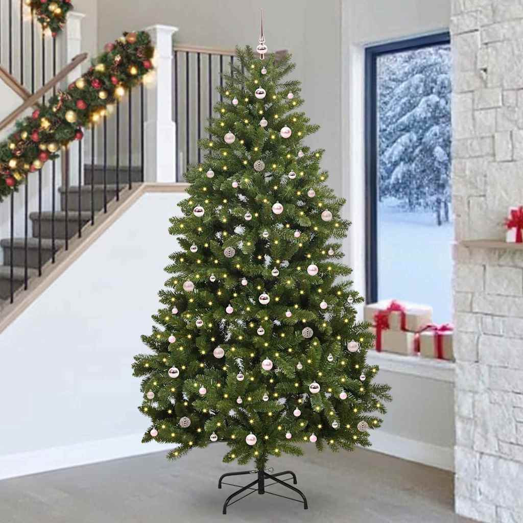 Műkarácsonyfa, 270 cm, zöld, 300 LED, meleg fehér