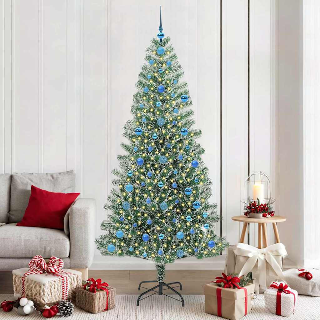 Mű karácsonyi fa hóval borítva LED fényekkel 300 LED-del 210 cm