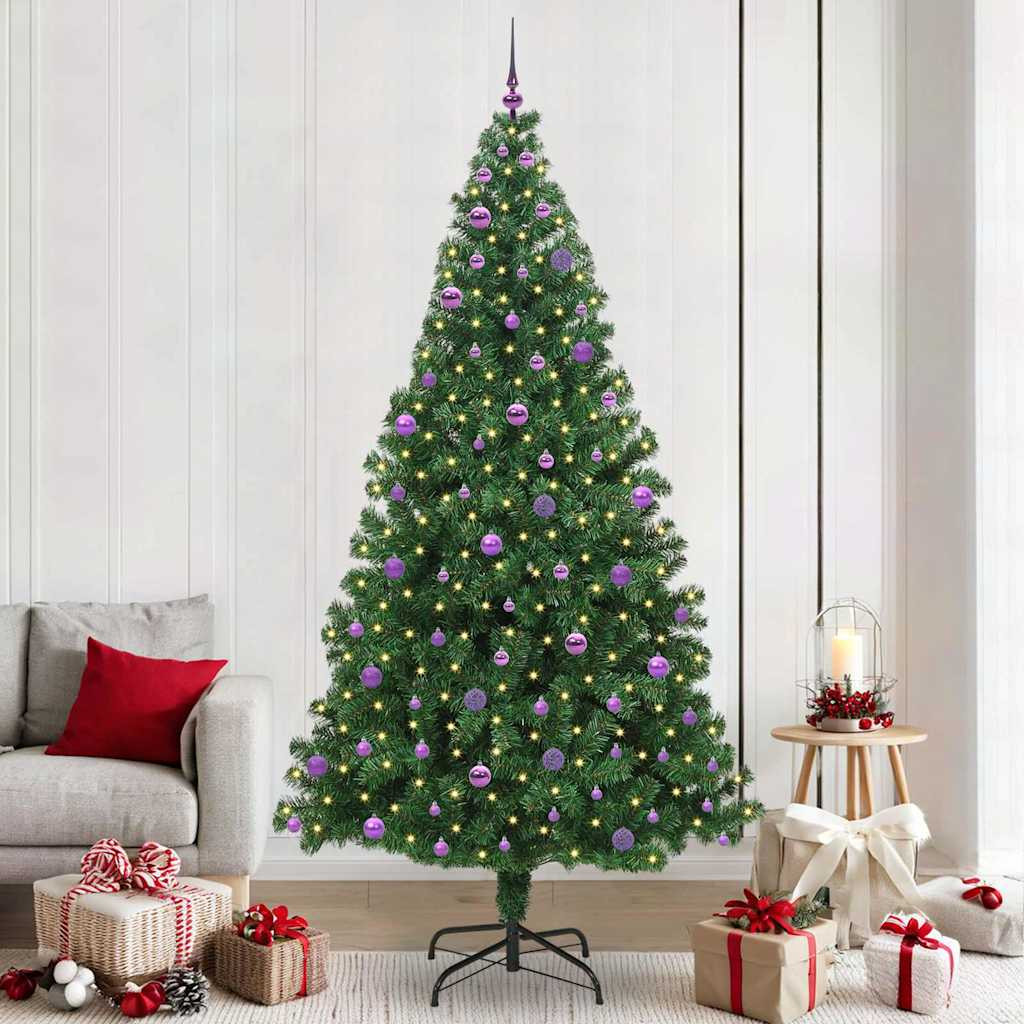 Mű karácsonyfa 300 LED-del Zöld 240 cm PVC és Acél és Műanyag