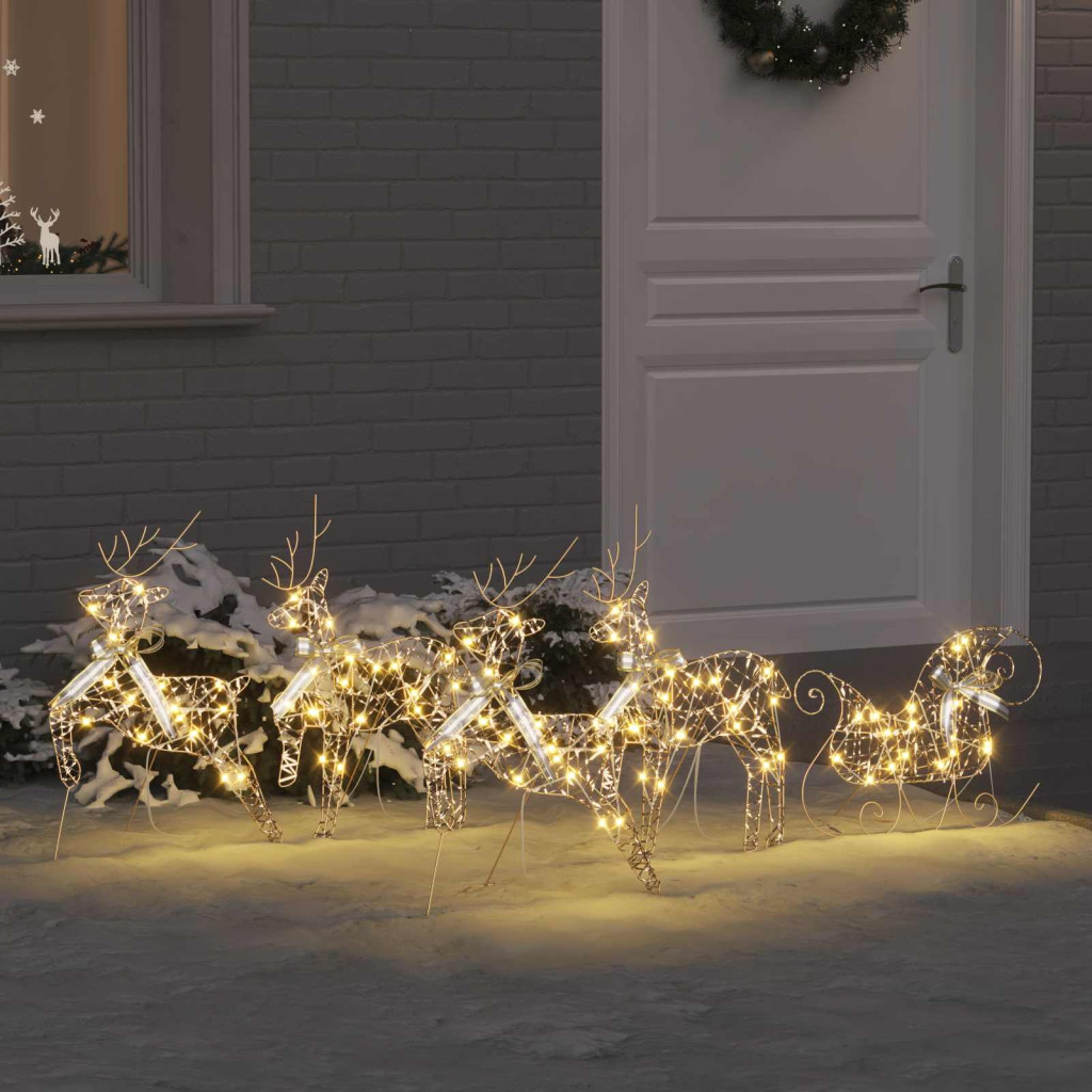 LED Rénszarvasok 5 db 40 LED Arany 44 x 18 x 65,5 cm PET