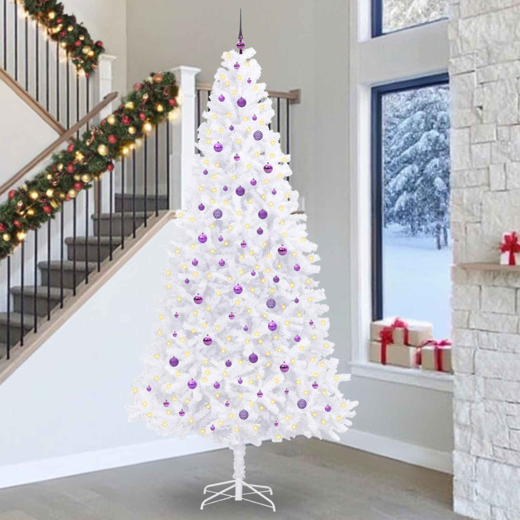Mű karácsonyfa 300 LED-del állvánnyal Fehér 300 cm PVC és Acél