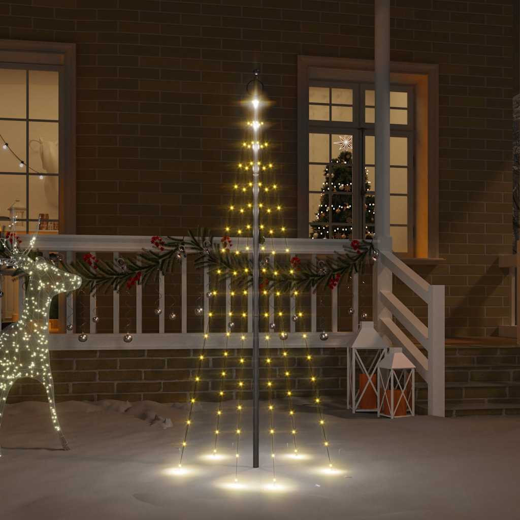 Karácsonyfa zászlórúdon 108 meleg fehér LED-del 180 cm
