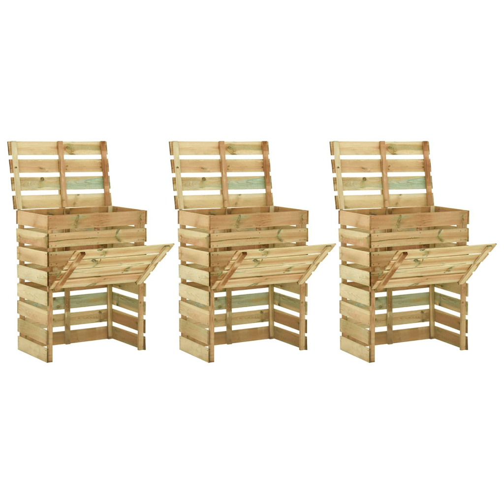 Rácsos Kerti Komposztáló 3 pcs Zöld 110 x 58 x 113 cm