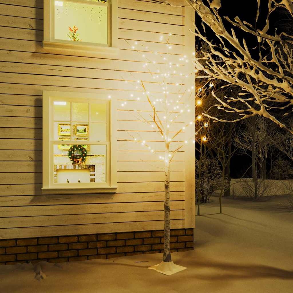 Fehér LED-es nyírfa 128 meleg fehér LED-del 220 cm
