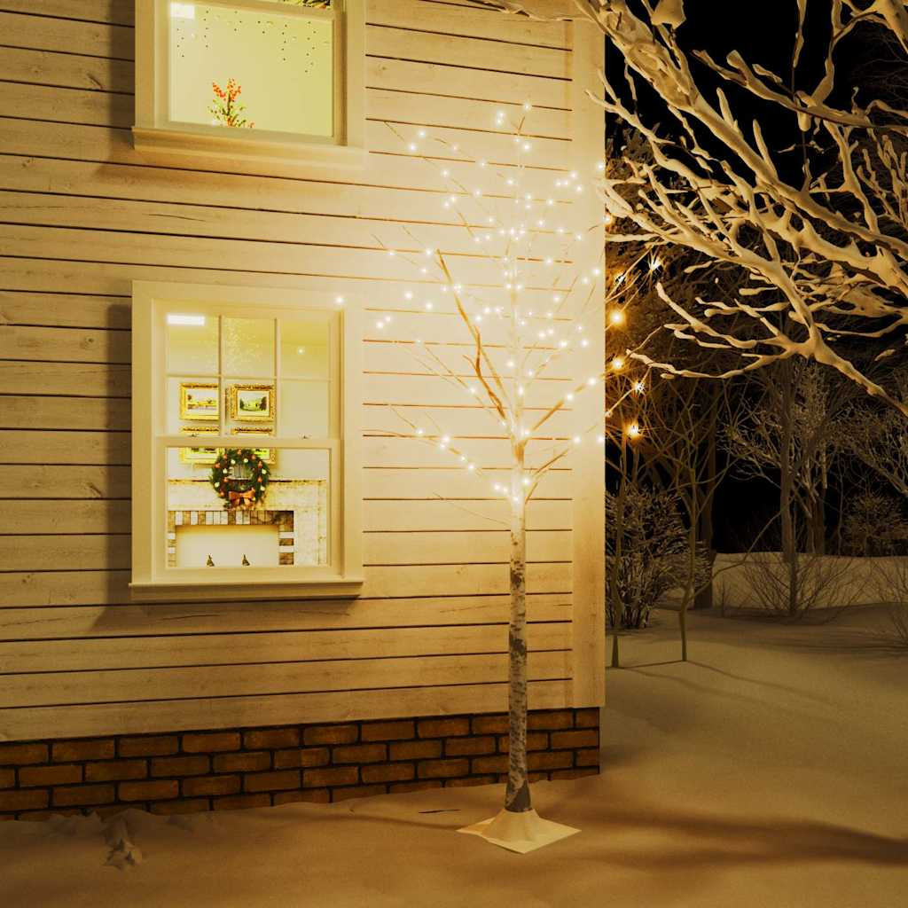 Fehér LED-es nyírfa 240 meleg fehér LED-del 300 cm