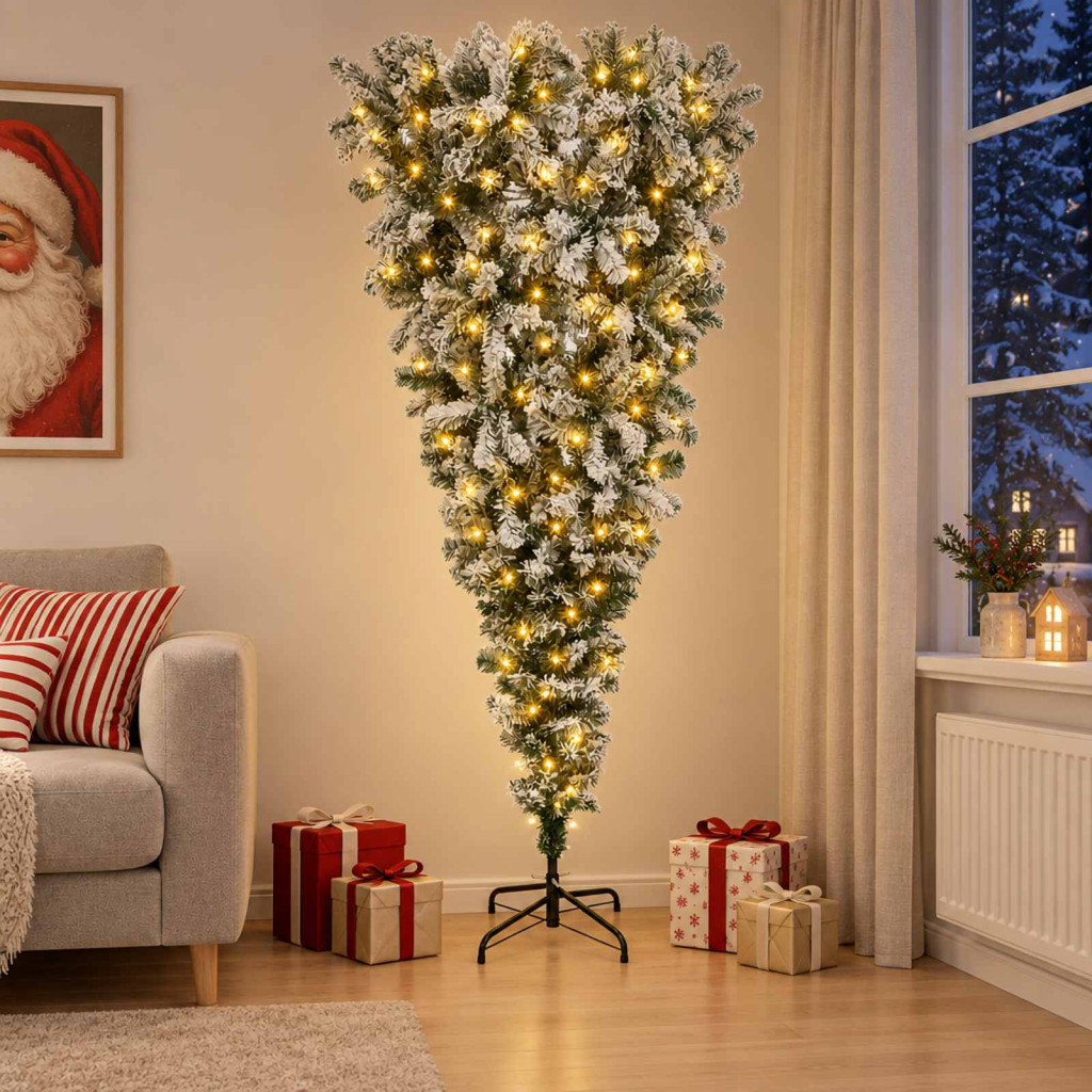 Felfordított Műfenyő Karácsonyfá 150 cm 150 LED Meleg fehér