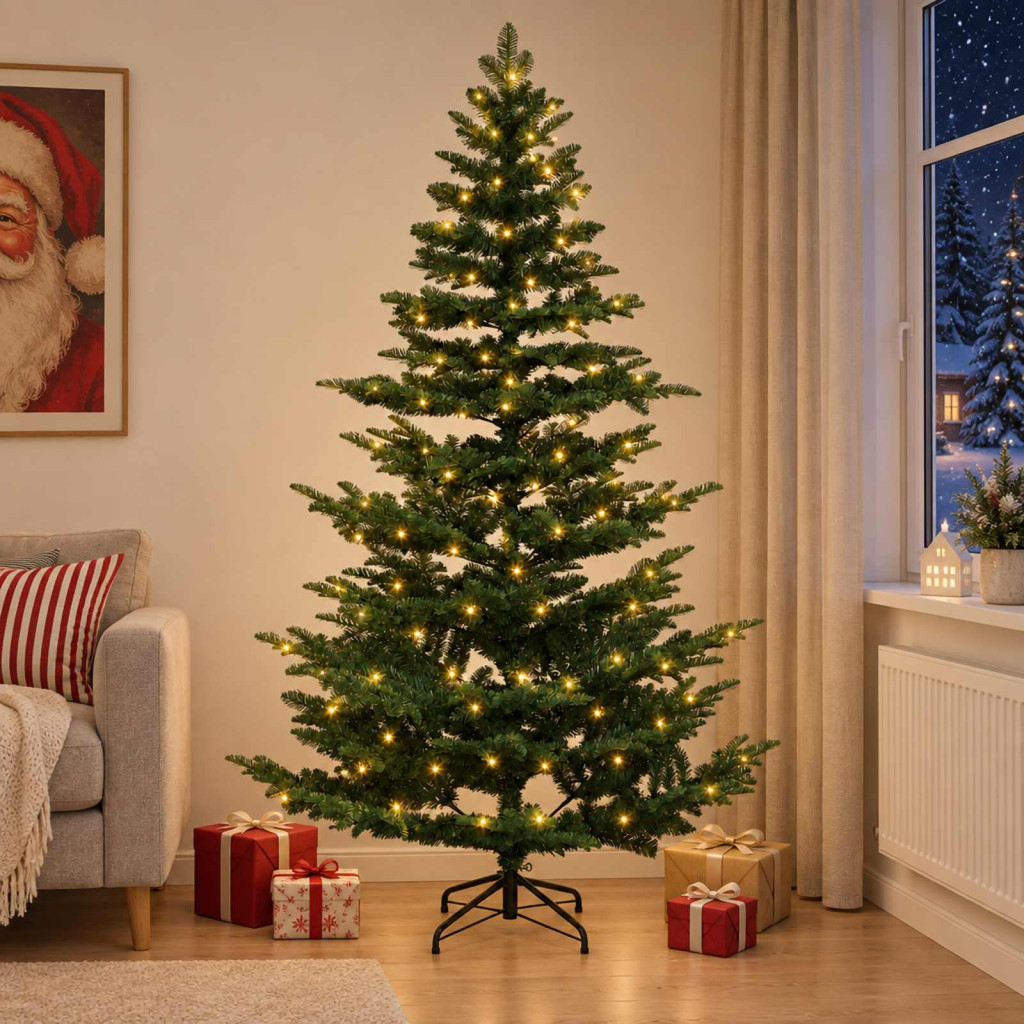 Műanyag Hajtogatós Karácsonyfa 150 cm 150 LED Meleg fehér
